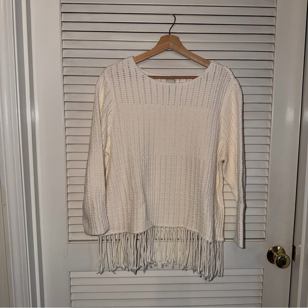 NIC+ZOE Cream‎ Textured Knit Top-1X